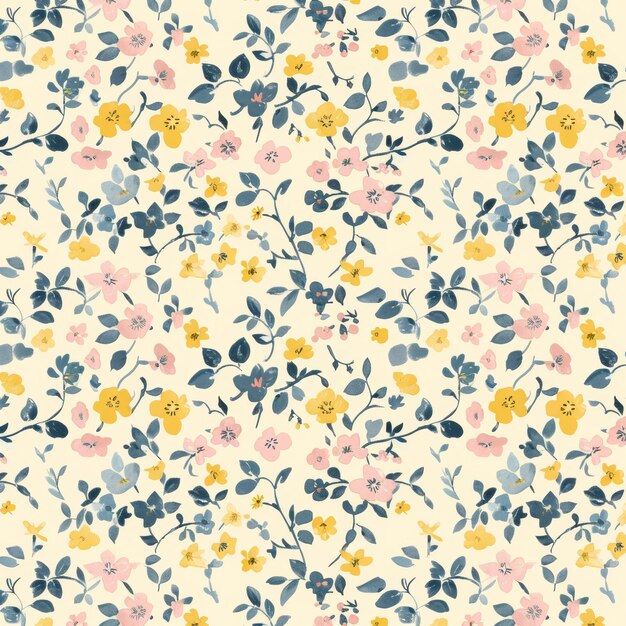 Photo an abstract floral seamless pattern with cute flowers stock illustration