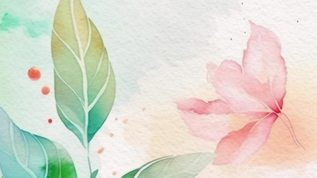 Abstract Floral Watercolor Background On Paper