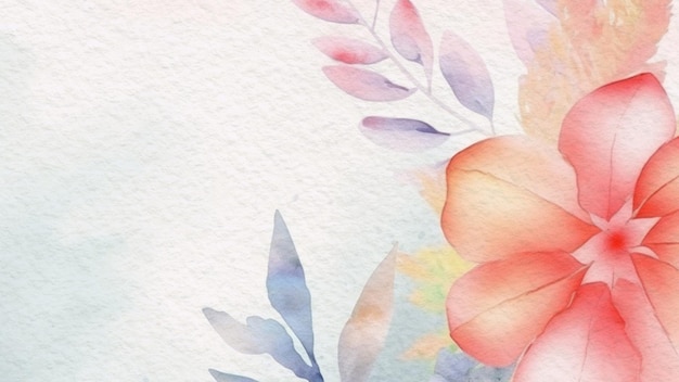 Abstract Floral Watercolor Background On Paper