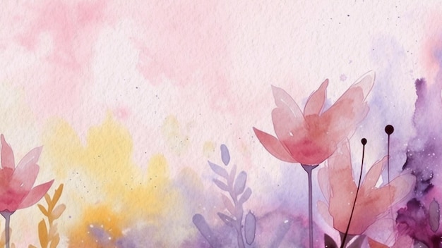 紙の上の抽象的な花の水彩画の背景