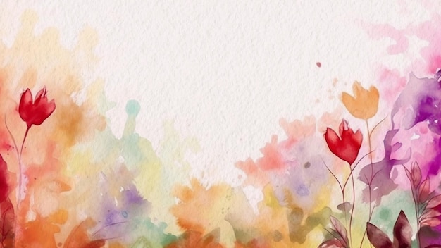 Abstract Floral Watercolor Background On Paper