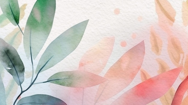 Abstract Floral Watercolor Background On Paper