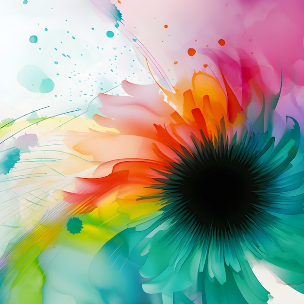 Абстрактные цветочные акварельные картины на белом Красочный акварельный цветок