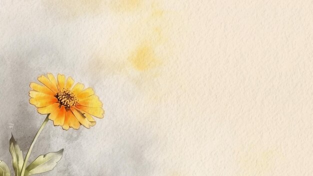 Abstract Floral Yellow Flower Watercolor Background On Paper