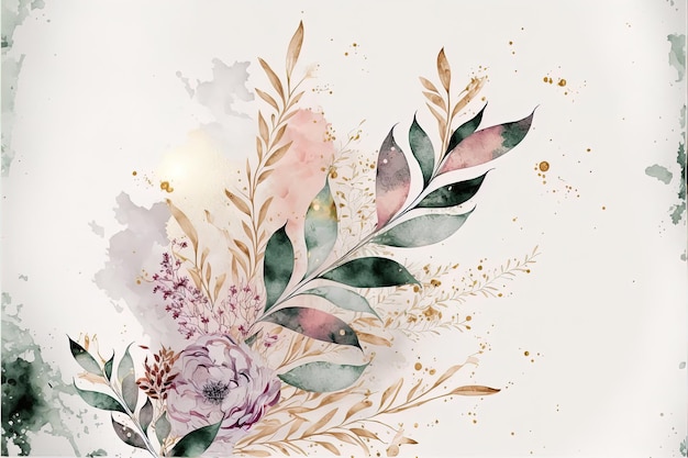 Abstract florals and flowers watercolor design