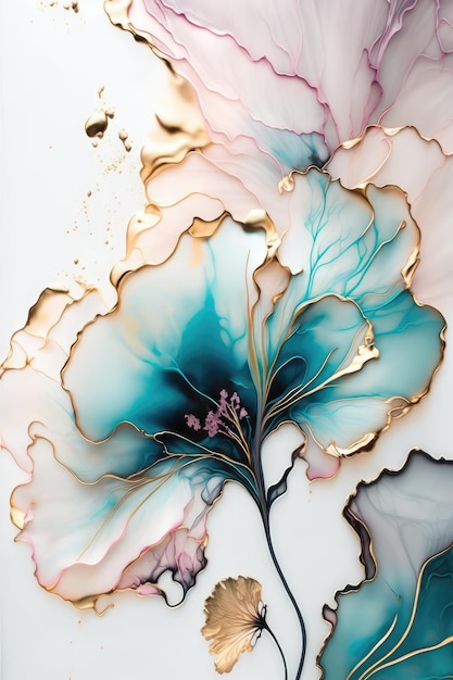 Abstract flower in alcohol ink