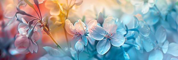 추상적인 꽃 배경 벽지 아름다운 포스터 디자인 꽃 네온 색상 다채로운 수채화 와이드 스크린