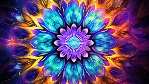 Abstract flower background with a colorful flower pattern in the center