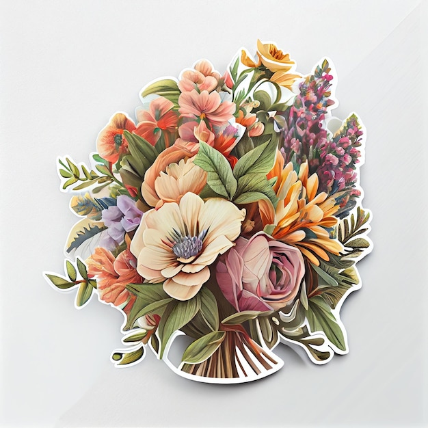 Abstract flower bouquet sticker Digital illustration AI