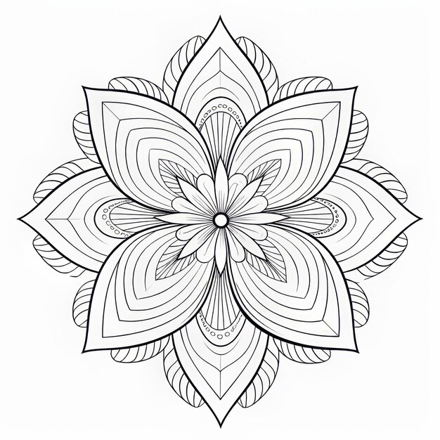 Photo abstract flower coloring page intricate design with zeninspired symmetry