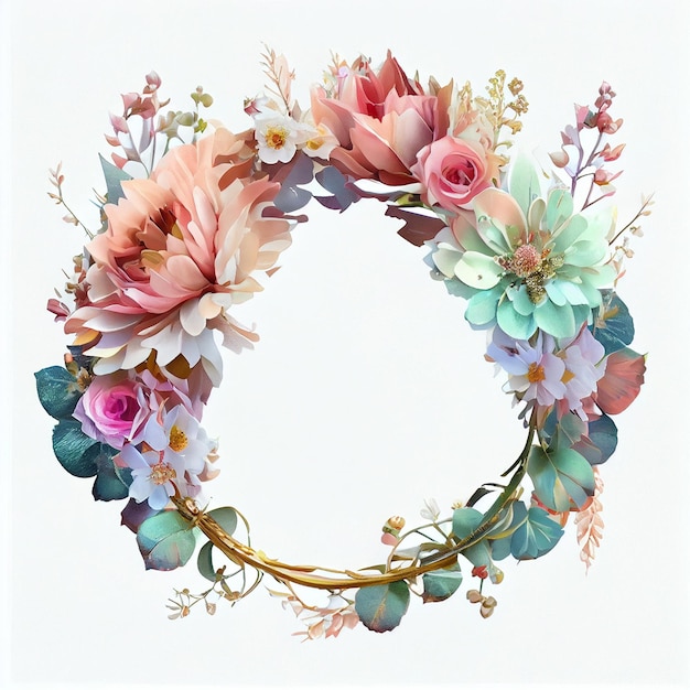 Abstract flower crown sticker Digital illustration AI