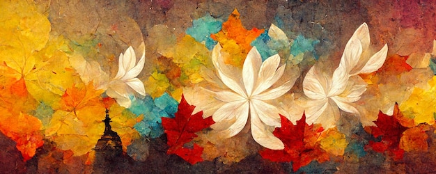 抽象的な花のイラスト クリエイティブな花の背景 秋の静物