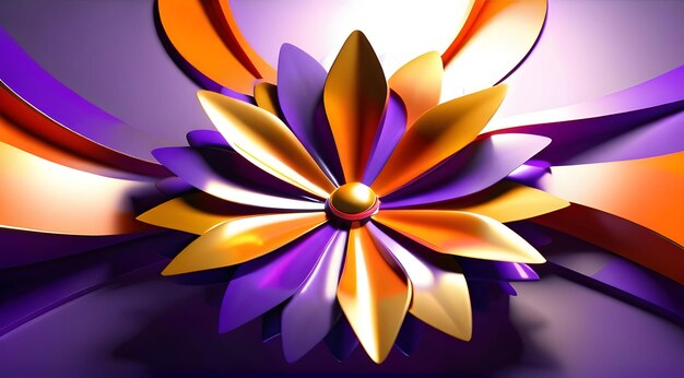 Foto un fiore astratto intreccia il viola e il giallo in una meravigliosa mostra di curve e linee