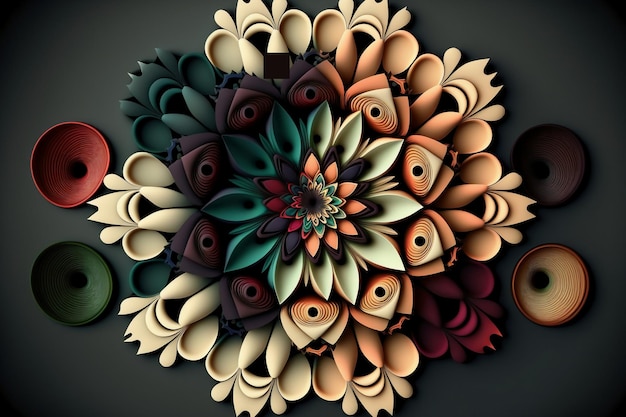 Abstract flower pattern in different colors