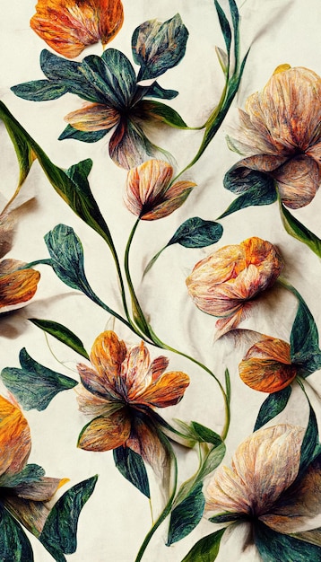 Абстрактный цветочный узор лепестки орнамент дизайн природа лист иллюстрация рисунок цифровая цветочная печать