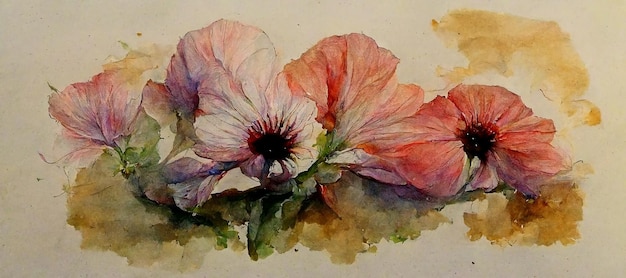 Abstract flower in water colour paint illustation