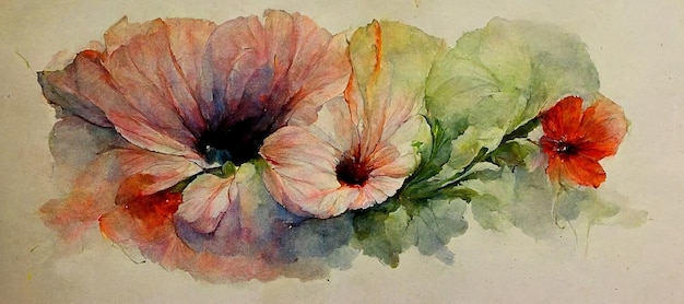 Abstract flower in water colour paint illustation