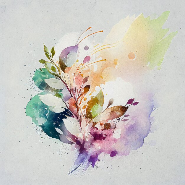 Abstract flower watercolour on white background