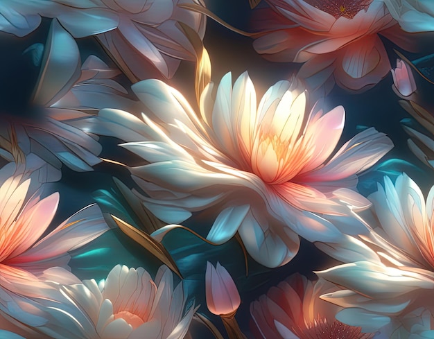 abstract flowers 3 d render