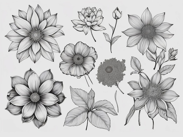 Абстрактный цветочный набор Doodle