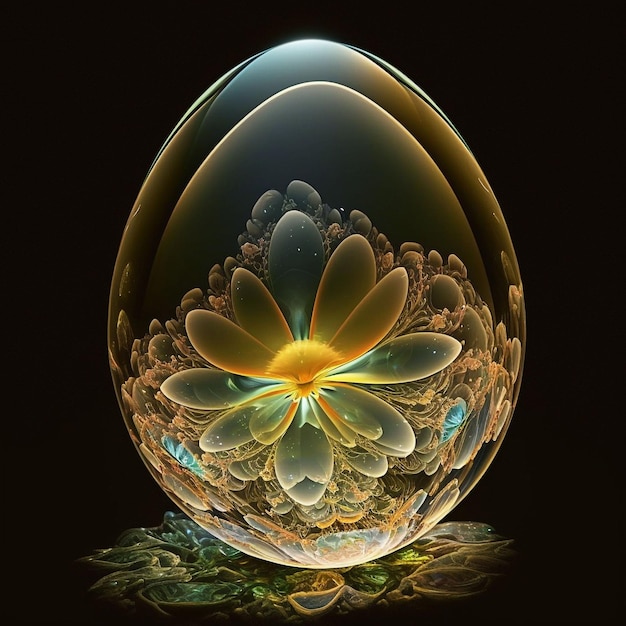 Abstract flowers in the egg illustration Generative ai