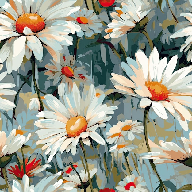 Abstract flowers painting seamless floral repeating pattern Generative AI