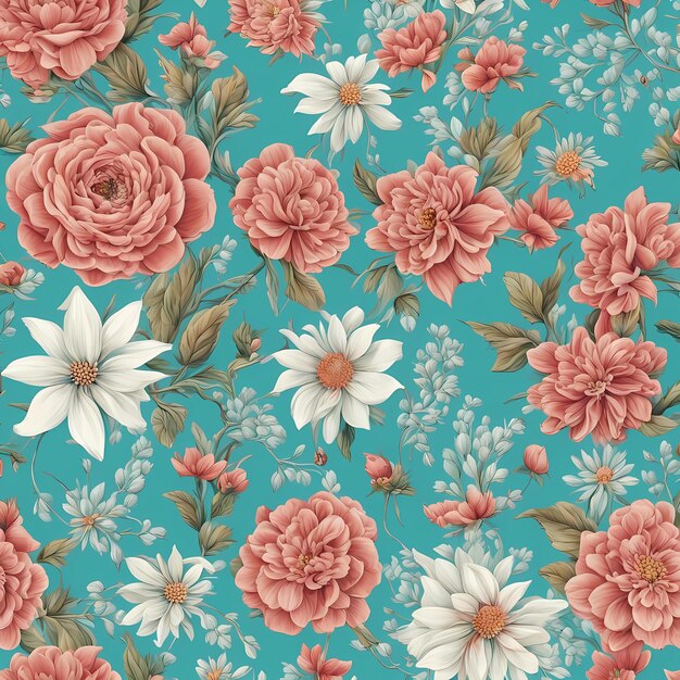 Abstract flowers texture background Seamless flower Aqua Blue background illustration