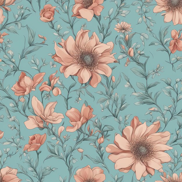 Abstract flowers texture background Seamless flower soft cyan blue background illustration