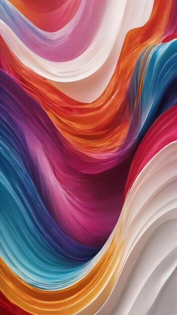 Abstract flowing colorful waves on white background copy space