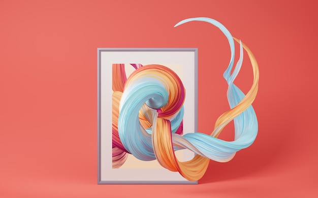 Abstract flowing gradient lines 3d rendering