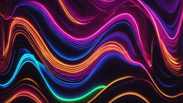 Abstract flowing neon color wave lights background generative ai aig21