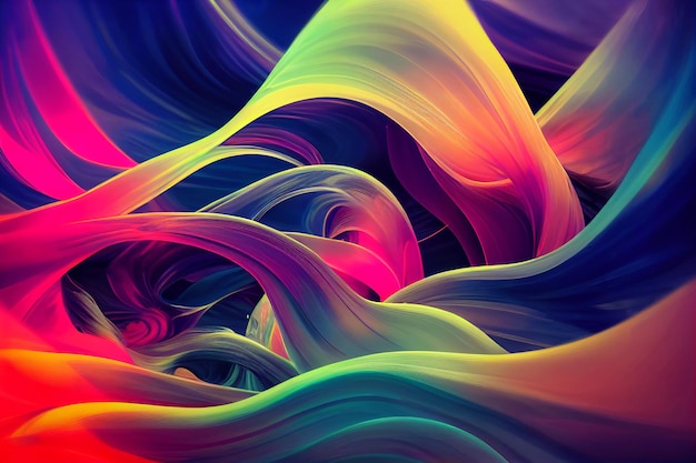 Abstract flowing neon wave background