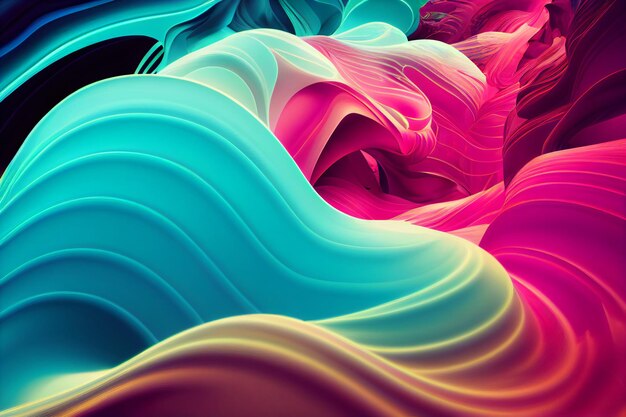 Abstract flowing neon wave background