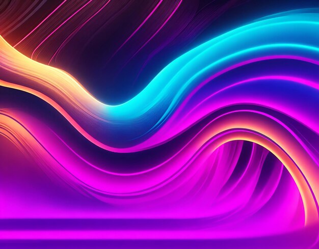 Abstract flowing neon wave background