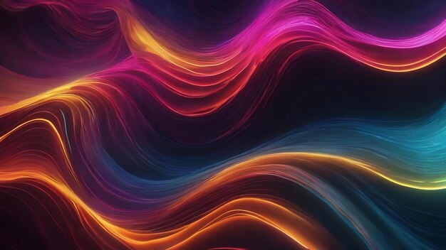 Abstract flowing neon wave background