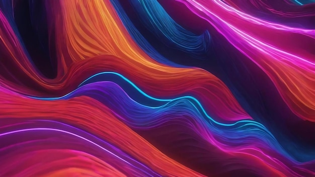 Abstract flowing neon wave background