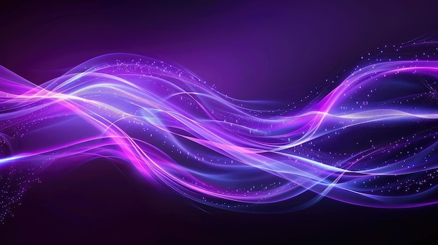 抽象的に流れるネオン波の紫色の背景
