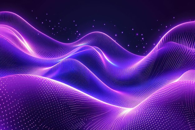 Abstract flowing neon wave purple background