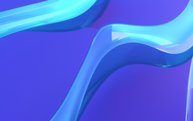 Abstract Flowing Shapes Smooth and Dynamic Blue Glass in Transparent 3D Render Wallpaper for Modern Art Designs