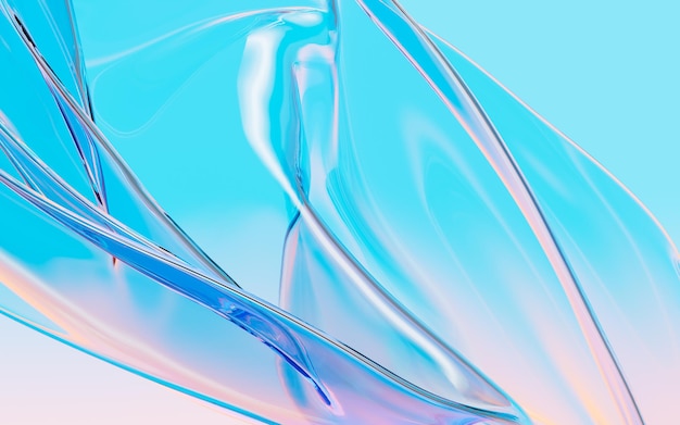 Abstract flowing transparent glass background 3d rendering