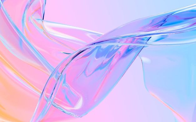 Abstract flowing transparent glass background 3d rendering