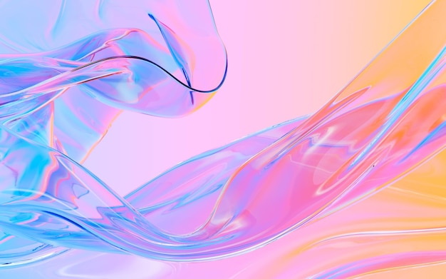 抽象流動透明玻璃背景 3D 渲染