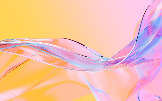 抽象流動透明玻璃背景 3D 渲染