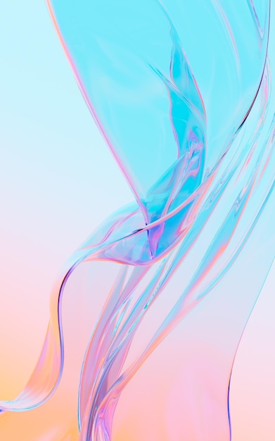 抽象流動透明玻璃背景 3D 渲染