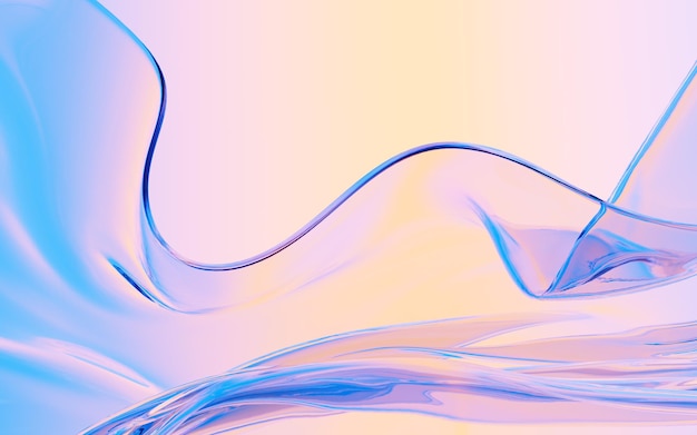 Abstract flowing transparent glass background 3d rendering