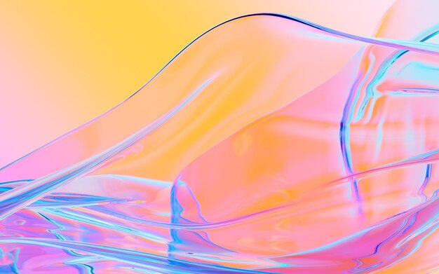 Abstract flowing transparent glass background 3d rendering