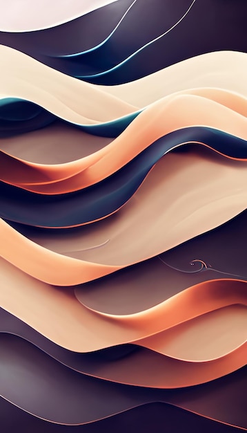 抽象的な流れる波ライン背景デザイン要素 3 D イラスト