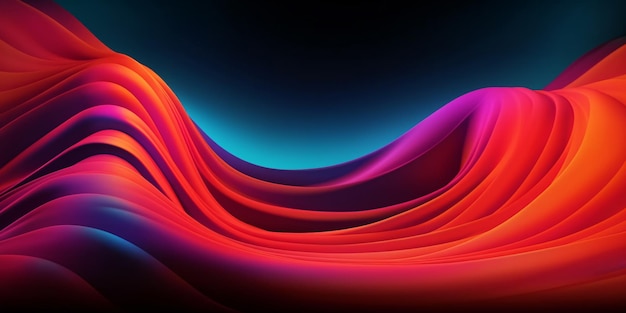 Abstract fluid 3d render curved wave in motion neon iridescent holographic dark background Gradient design element for wallpapers banners covers and backgrounds