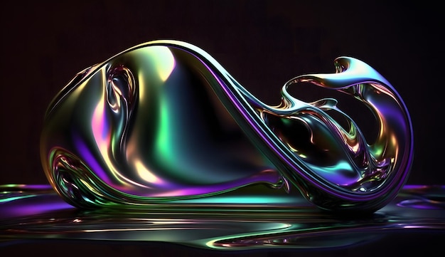 Abstract fluid 3d render holographic iridescent Dazzling Energy Motion Background