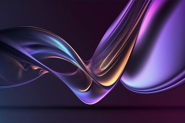 Abstract fluid 3d render holographic iridescent neon